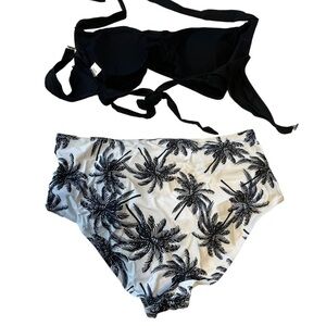 Women's Two Piece High Waisted, Black & White Bikini, Bathing Suit 2XL